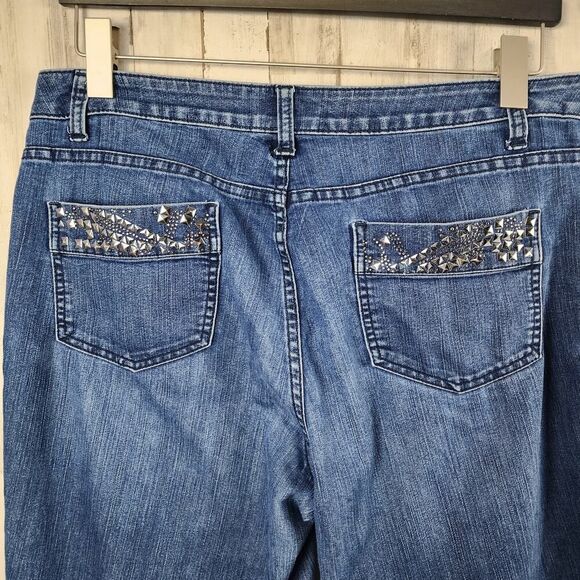 Cache Studded Straight Leg Jeans Blue Size 10 - Picture 8 of 10